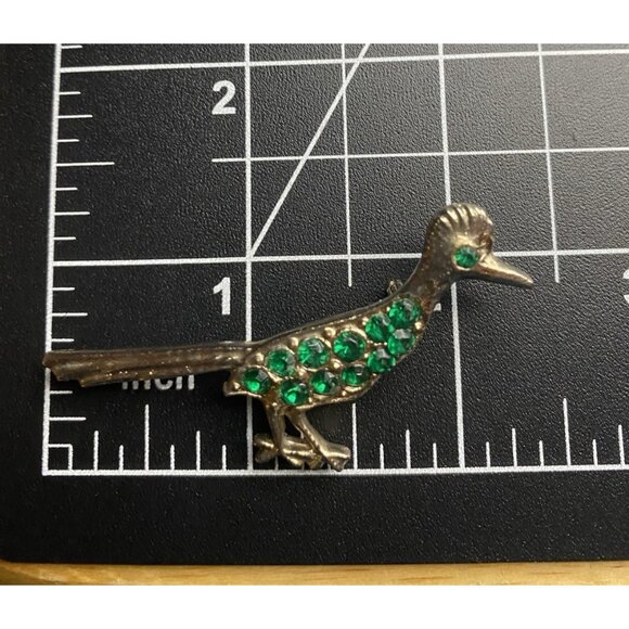 Vtg Brooch Lot Porcelain Floral AB Rhinestone Roadrunner Gold Tone Pins 1950-70s - Picture 15 of 15